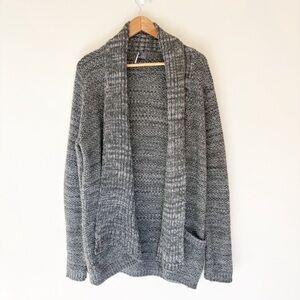 Sparkle & Fade Cozy Grey Knit Cardigan Long Line Long Sleeves Thick Size Medium